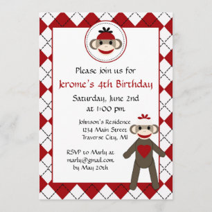 Invitations de fête d'anniversaire de singe de