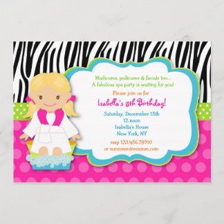 Invitations de fête d'anniversaire de spa