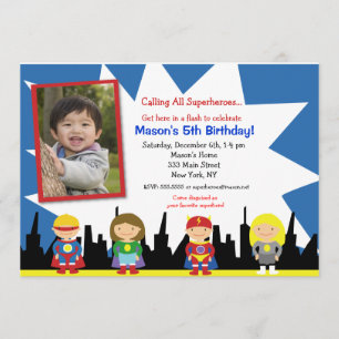 Invitations de fête d'anniversaire de super héros