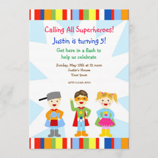 Invitations de fête d'anniversaire de superhéros