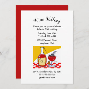 Invitations de fête d'anniversaire de vin de Port