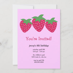 Invitations de fête d'anniversaire des fraises Hea