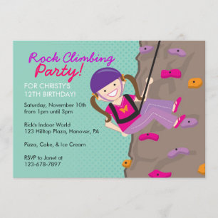 Invitations de fête d'anniversaire d'escalade de