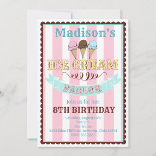 Invitations de fête d'anniversaire du Parlor de cr