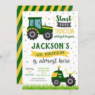 Invitations de fête d'anniversaire du tracteur