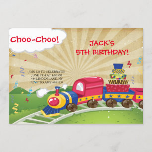Invitations de fête d'anniversaire du train Choo-C