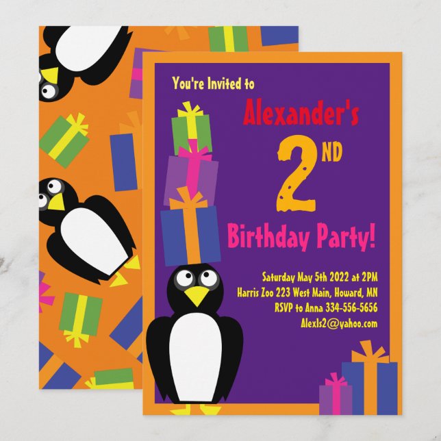 Invitations de fête d'anniversaire d'un enfant d'a (Devant / Derrière)