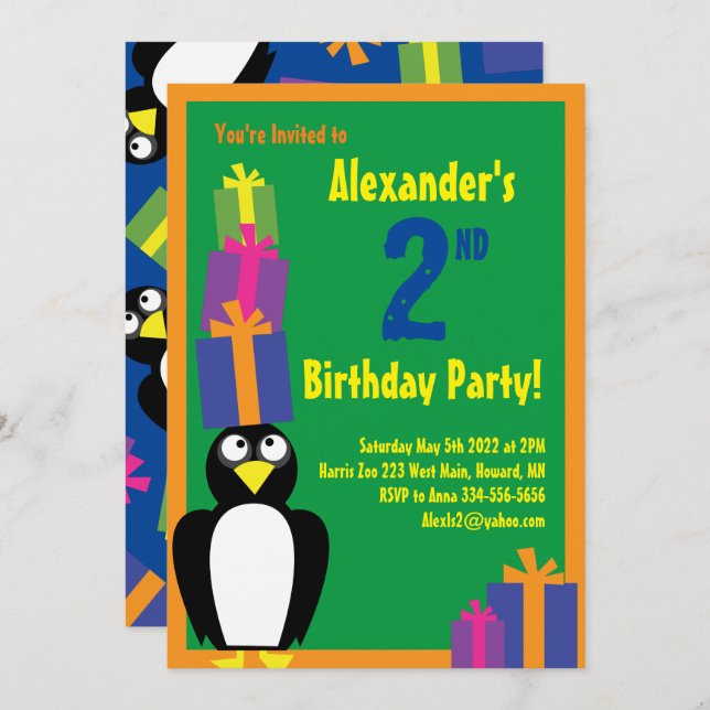 Invitations de fête d'anniversaire d'un enfant d'a (Devant / Derrière)