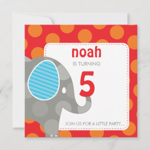 INVITATIONS DE FÊTE D'ANNIVERSAIRE : : éléphant +