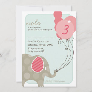 Invitations DE FÊTE D'ANNIVERSAIRE :: éléphant + b