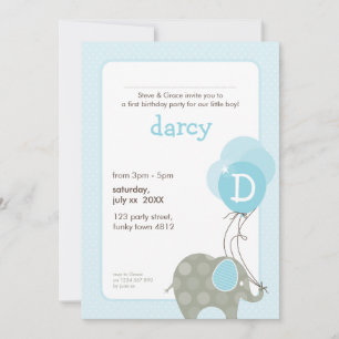 Invitations DE FÊTE D'ANNIVERSAIRE :: éléphant + b