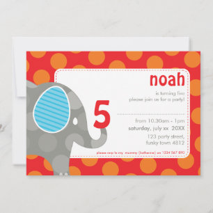 Invitations DE FÊTE D'ANNIVERSAIRE :: éléphant + n