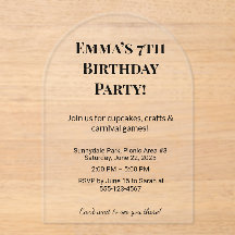 Invitations de fête d'anniversaire en acrylique cl
