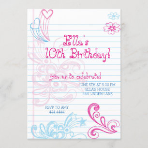 Invitations de fête d'anniversaire entre adolescen
