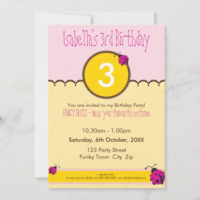 Invitations DE FÊTE D'ANNIVERSAIRE :: ladybird 1P (Devant)