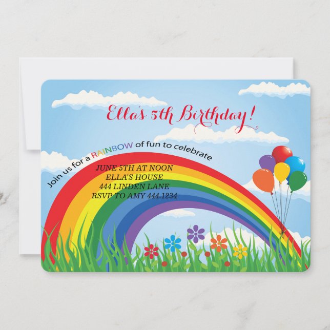 Invitations de fête d'anniversaire Rainbow (Devant)