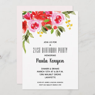 Invitations de fête d'anniversaire rouge rose