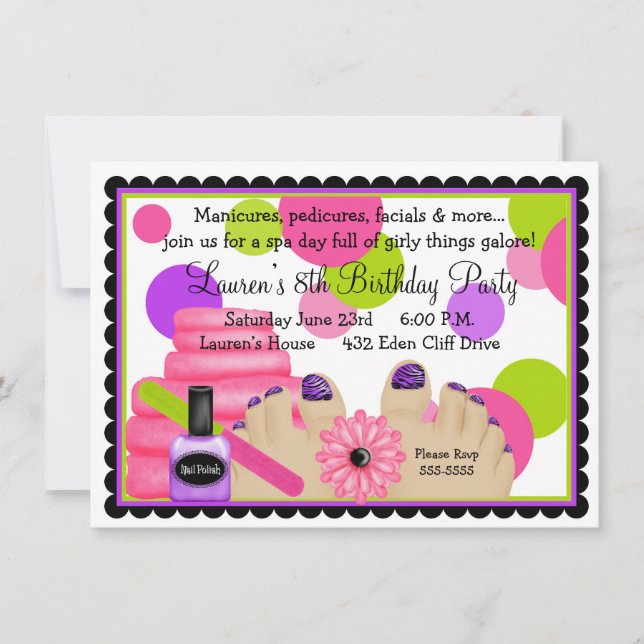 Invitations de fête d'anniversaire Spa (Devant)