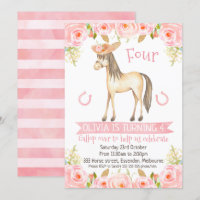 Invitations de fête de cheval pour fille