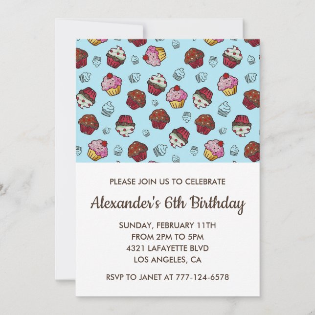 Invitations de fête de couleur 6e anniversaire gar (Devant)