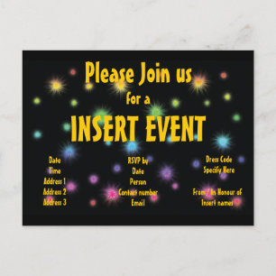 Invitations de fête de feu d'artifice -