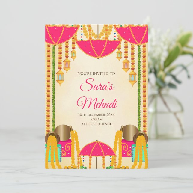 Invitations de fête de henné et invitations de fêt (Debout devant)