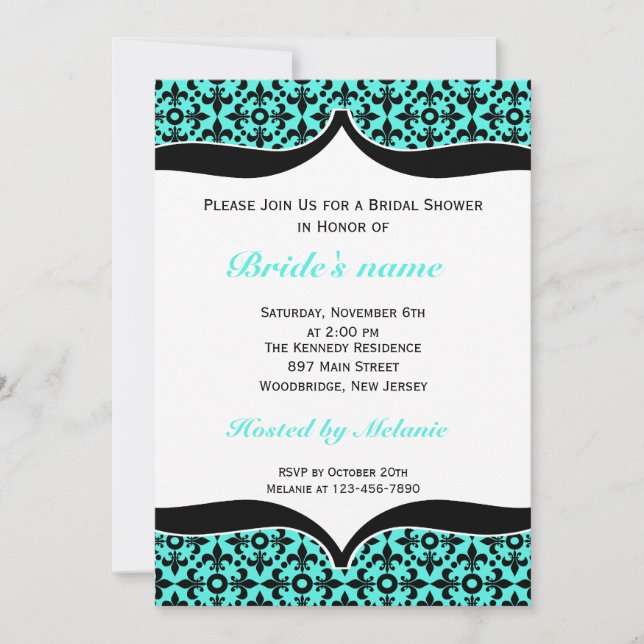 Invitations de Fête de la mariée de Fleur De Lis : (Devant)