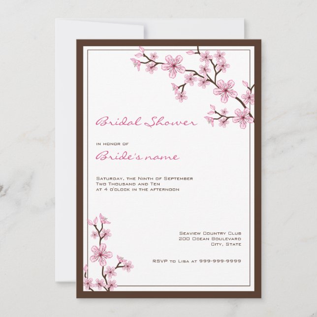 Invitations de Fête de la mariée de fleurs de (Devant)