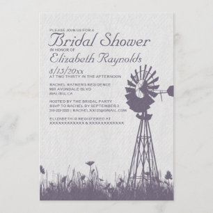 Invitations de Fête de la mariée de moulin à vent