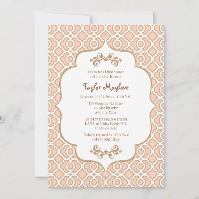 Invitations de Fête de l'mariée marocaine en or ro (Devant)