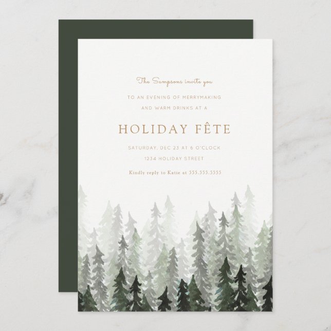 Invitations de fête de Pine Forest (Devant / Derrière)