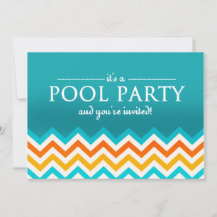 Invitations de fête de piscine Chevron moderne