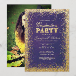 Invitations de fête de remise des diplômes d'or et