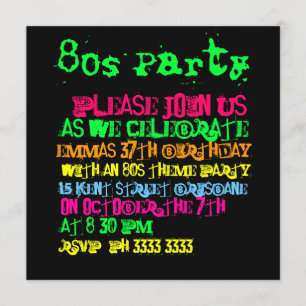 Invitations de fête des années 80