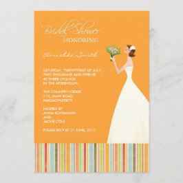Invitations de Fête des mariées de bandes orange e