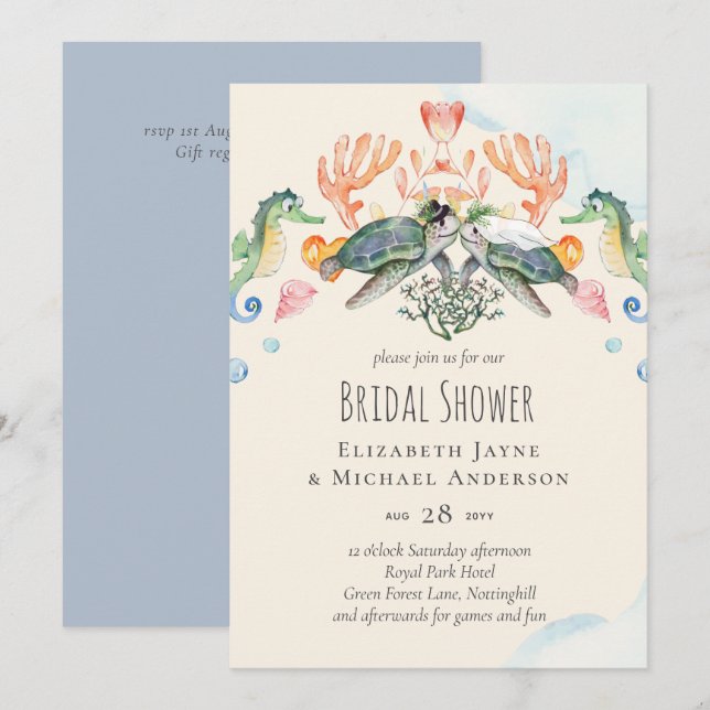 Invitations de Fête des mariées Mariage de tortue  (Devant / Derrière)