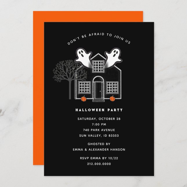 Invitations de fête d'Halloween (Devant / Derrière)