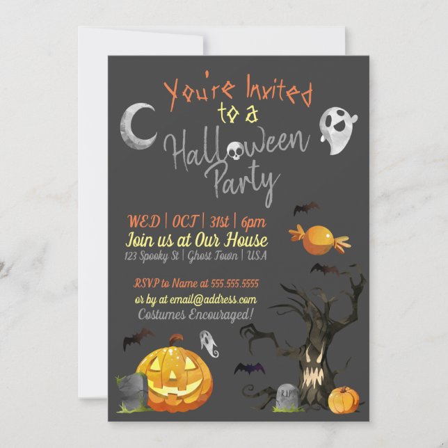 Invitations de fête d'Halloween (Devant)