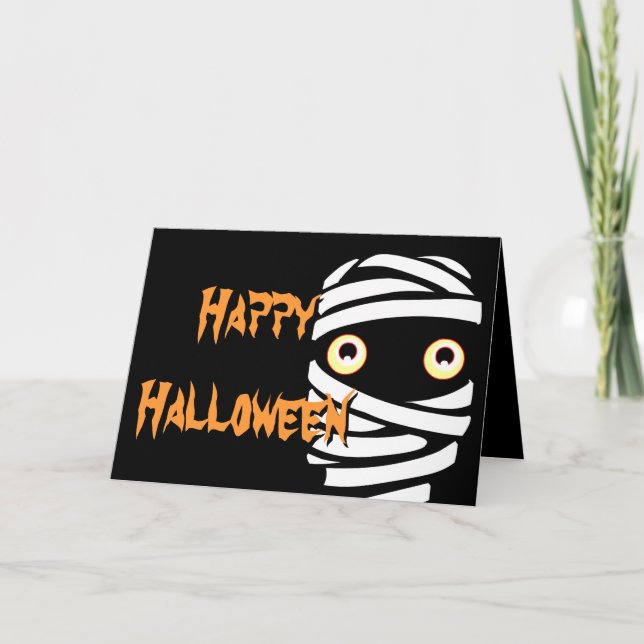 Invitations de fête d'Halloween Cartes de momie pe (Devant)