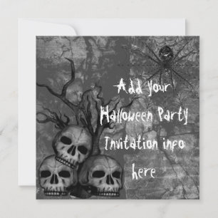 Invitations de fête d'Halloween Goth Skuls