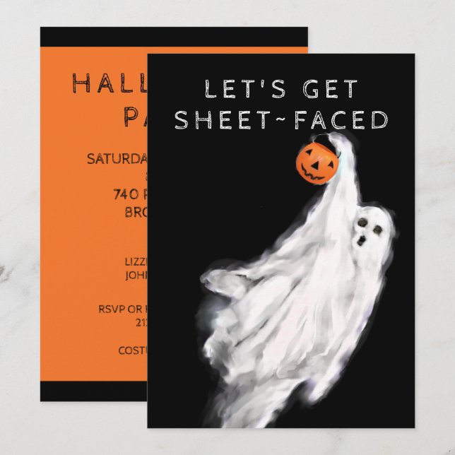 Invitations de fête d'Halloween pour adultes (Devant / Derrière)