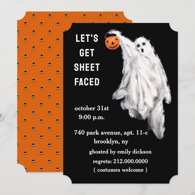Invitations de fête d'Halloween pour adultes (Devant / Derrière)