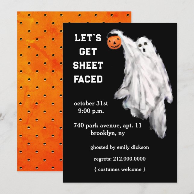 Invitations de fête d'Halloween pour adultes (Devant / Derrière)