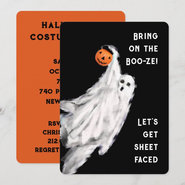 Invitations de fête d'Halloween pour adultes (Devant / Derrière)