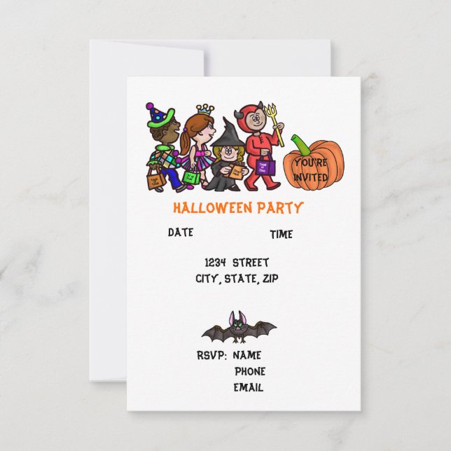 Invitations de fête d'Halloween pour enfants (Devant)