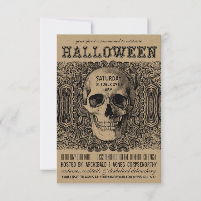 Invitations de fête d'Halloween - Steampunk Kraft (Devant)