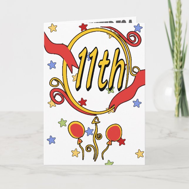 Invitations de fête du 11e anniversaire (Devant)