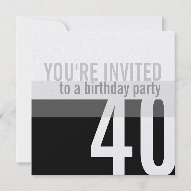 Invitations de fête du 40e anniversaire {Silver} (Devant)
