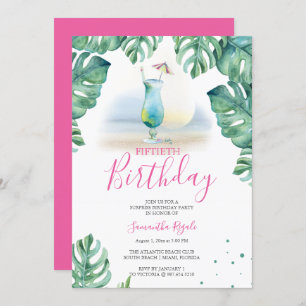Invitations de fête du 50e anniversaire tropicale