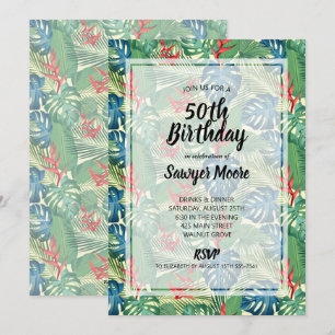 Invitations de fête du 50e anniversaire tropicale